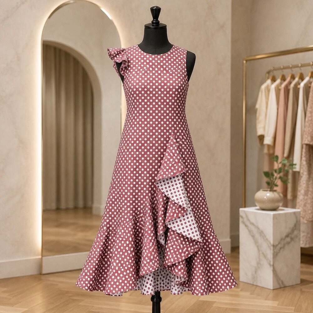 Keepsake The Label Love Light Ruffle Polka Dot Crimson Mini Dress #792